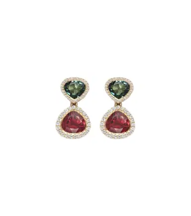 Octavia Elizabeth Two Drop Kaleidoscope 18kt gold earrings with tourmalines and diamonds | Thumbnail 1 Octavia Elizabeth Two Drop Kaleidoscope 18kt gold earrings with tourmalines and diamonds | Thumbnail 1