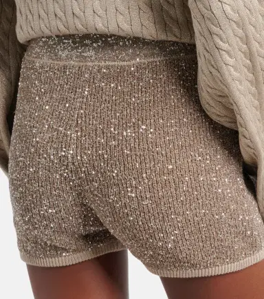 Brunello Cucinelli Sequined ribbed-knit cotton shorts | Thumbnail 5 Brunello Cucinelli Sequined ribbed-knit cotton shorts | Thumbnail 5