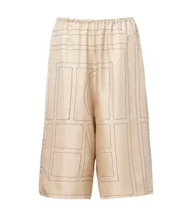 TOTEME Embroidered silk satin Bermuda shorts | Thumbnail 1 TOTEME Embroidered silk satin Bermuda shorts | Thumbnail 1