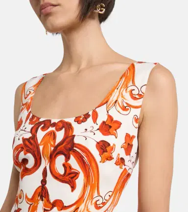 Dolce & Gabbana Majolica silk-blend charmeuse midi dress | Thumbnail 3 Dolce & Gabbana Majolica silk-blend charmeuse midi dress | Thumbnail 3
