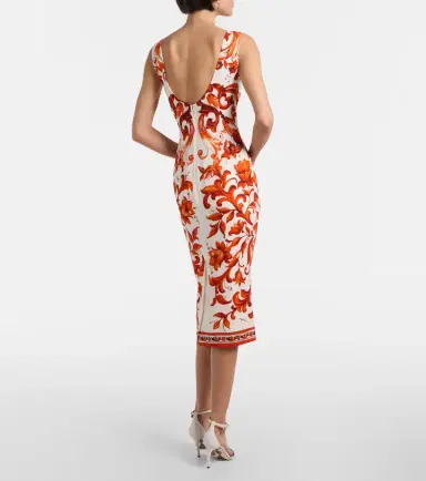 Dolce & Gabbana Majolica silk-blend charmeuse midi dress | Thumbnail 4 Dolce & Gabbana Majolica silk-blend charmeuse midi dress | Thumbnail 4
