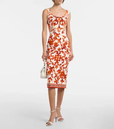 Dolce & Gabbana Majolica silk-blend charmeuse midi dress | Thumbnail 5 Dolce & Gabbana Majolica silk-blend charmeuse midi dress | Thumbnail 5