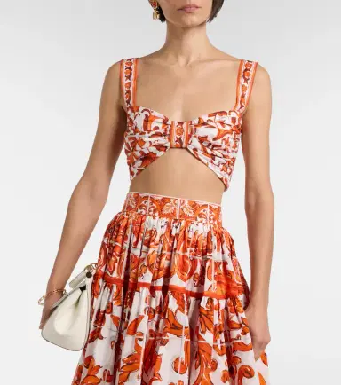 Dolce & Gabbana Majolica cotton poplin crop top | Thumbnail 2 Dolce & Gabbana Majolica cotton poplin crop top | Thumbnail 2