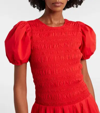 Ganni Shirred cotton-blend poplin midi dress | Thumbnail 2 Ganni Shirred cotton-blend poplin midi dress | Thumbnail 2