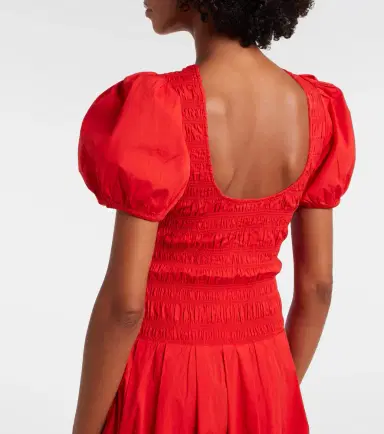 Ganni Shirred cotton-blend poplin midi dress | Thumbnail 4 Ganni Shirred cotton-blend poplin midi dress | Thumbnail 4