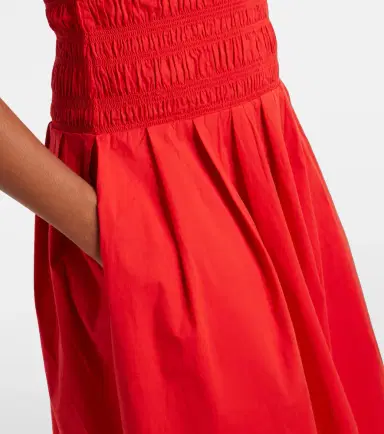 Ganni Shirred cotton-blend poplin midi dress | Thumbnail 6 Ganni Shirred cotton-blend poplin midi dress | Thumbnail 6