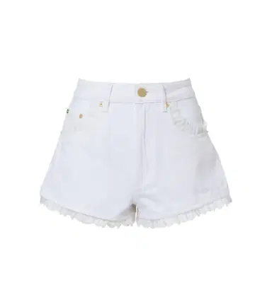 Ganni Lace-trimmed denim shorts | Thumbnail 1 Ganni Lace-trimmed denim shorts | Thumbnail 1