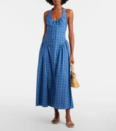 Faithfull Del Ros plaid halterneck cotton midi dress | Thumbnail 4 Faithfull Del Ros plaid halterneck cotton midi dress | Thumbnail 4