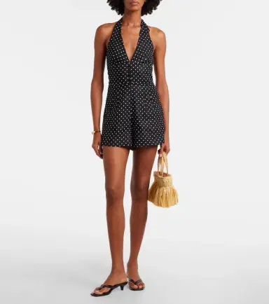 Faithfull Sofia polka-dot halterneck linen romper | Thumbnail 2 Faithfull Sofia polka-dot halterneck linen romper | Thumbnail 2