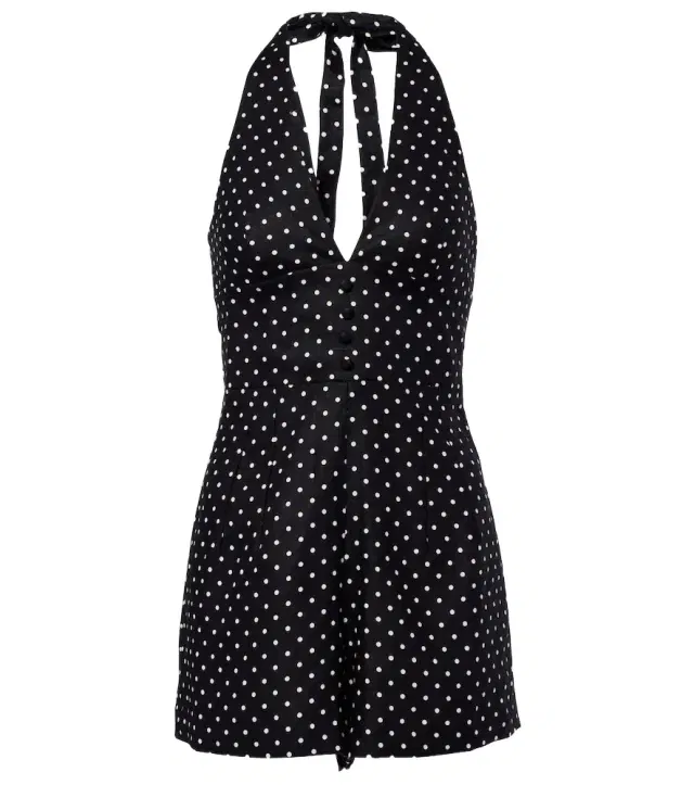 Sofia polka-dot halterneck linen romper Sofia polka-dot halterneck linen romper