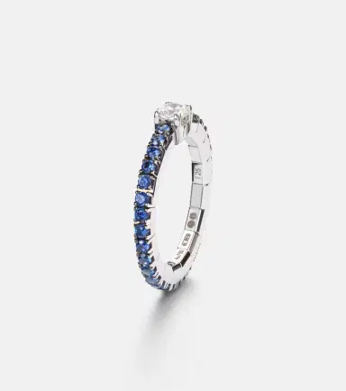 Bucherer Fine Jewellery Stretchy 18kt white gold ring with diamond and sapphires | Thumbnail 2 Bucherer Fine Jewellery Stretchy 18kt white gold ring with diamond and sapphires | Thumbnail 2