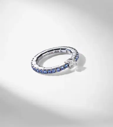 Bucherer Fine Jewellery Stretchy 18kt white gold ring with diamond and sapphires | Thumbnail 5 Bucherer Fine Jewellery Stretchy 18kt white gold ring with diamond and sapphires | Thumbnail 5