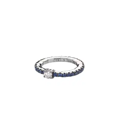 Bucherer Fine Jewellery Stretchy 18kt white gold ring with diamond and sapphires | Thumbnail 1 Bucherer Fine Jewellery Stretchy 18kt white gold ring with diamond and sapphires | Thumbnail 1