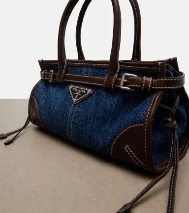 Prada Bonnie Small denim top-handle bag | Thumbnail 2 Prada Bonnie Small denim top-handle bag | Thumbnail 2