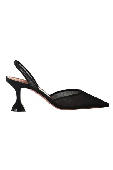 Amina Muaddi Holli Slingback 70 - Black Mesh | Thumbnail 1 Amina Muaddi Holli Slingback 70 - Black Mesh | Thumbnail 1
