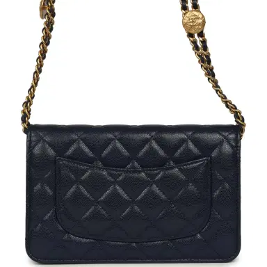 Chanel Chanel "Twist Your Buttons" Wallet On Chain WOC Navy Blue Shiny Caviar Antique Gold Hardware | Thumbnail 4 Chanel Chanel "Twist Your Buttons" Wallet On Chain WOC Navy Blue Shiny Caviar Antique Gold Hardware | Thumbnail 4