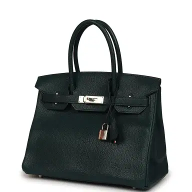 HERMÈS Hermes Birkin 30 Vert Cypress Chevre Coromandel Palladium Hardware | Thumbnail 5 HERMÈS Hermes Birkin 30 Vert Cypress Chevre Coromandel Palladium Hardware | Thumbnail 5
