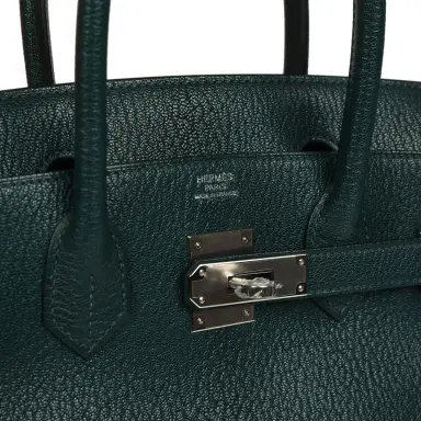 HERMÈS Hermes Birkin 30 Vert Cypress Chevre Coromandel Palladium Hardware | Thumbnail 7 HERMÈS Hermes Birkin 30 Vert Cypress Chevre Coromandel Palladium Hardware | Thumbnail 7