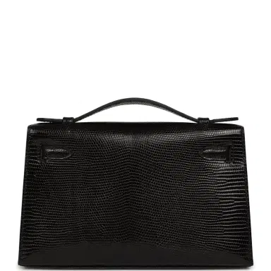HERMÈS Hermes Kelly Pochette Black Varanus Niloticus Lizard Palladium Hardware | Thumbnail 4 HERMÈS Hermes Kelly Pochette Black Varanus Niloticus Lizard Palladium Hardware | Thumbnail 4