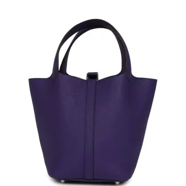 HERMÈS Hermes Picotin Lock 18 Purple Clemence Palladium Hardware | Thumbnail 4 HERMÈS Hermes Picotin Lock 18 Purple Clemence Palladium Hardware | Thumbnail 4