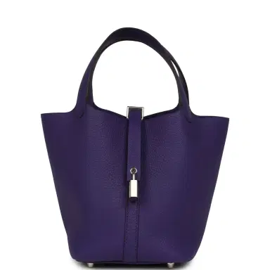 HERMÈS Hermes Picotin Lock 18 Purple Clemence Palladium Hardware | Thumbnail 1 HERMÈS Hermes Picotin Lock 18 Purple Clemence Palladium Hardware | Thumbnail 1