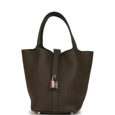 HERMÈS Hermes Picotin Lock 18 Vert Loden Clemence Palladium Hardware | Thumbnail 1 HERMÈS Hermes Picotin Lock 18 Vert Loden Clemence Palladium Hardware | Thumbnail 1