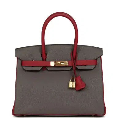 HERMÈS Hermes Special Order (HSS) Birkin 30 Etain and Rouge Grenat Togo Gold Hardware | Thumbnail 1 HERMÈS Hermes Special Order (HSS) Birkin 30 Etain and Rouge Grenat Togo Gold Hardware | Thumbnail 1