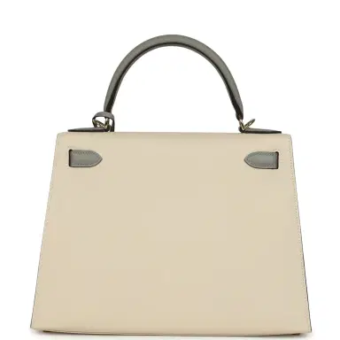 HERMÈS Hermes Special Order (HSS) Kelly Sellier 28 Craie and Gris Mouette Epsom Permabrass Hardware | Thumbnail 4 HERMÈS Hermes Special Order (HSS) Kelly Sellier 28 Craie and Gris Mouette Epsom Permabrass Hardware | Thumbnail 4