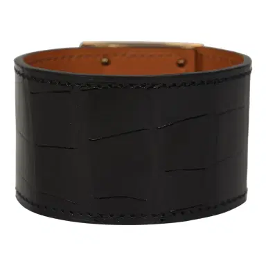 HERMÈS Pre-owned Hermes Kelly Dog Bracelet Black Shiny Alligator Yellow Gold | Thumbnail 3 HERMÈS Pre-owned Hermes Kelly Dog Bracelet Black Shiny Alligator Yellow Gold | Thumbnail 3