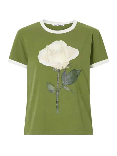 Acne Studios Etza Printed Cotton And Hemp-blend T-shirt | Thumbnail 1 Acne Studios Etza Printed Cotton And Hemp-blend T-shirt | Thumbnail 1