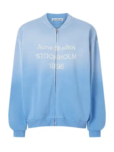 Acne Studios Fiah Garment-dyed Printed Cotton-blend Jersey Zip-up Sweatshirt | Thumbnail 1 Acne Studios Fiah Garment-dyed Printed Cotton-blend Jersey Zip-up Sweatshirt | Thumbnail 1