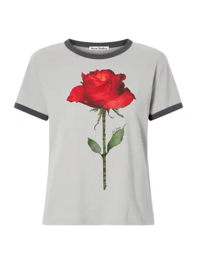 Acne Studios Etza Printed Cotton And Hemp-blend T-shirt | Thumbnail 1 Acne Studios Etza Printed Cotton And Hemp-blend T-shirt | Thumbnail 1