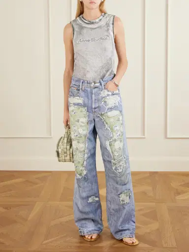 Acne Studios 1981 Denim Rose Printed Cotton Mid-rise Wide-leg Jeans | Thumbnail 2 Acne Studios 1981 Denim Rose Printed Cotton Mid-rise Wide-leg Jeans | Thumbnail 2
