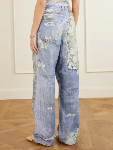 Acne Studios 1981 Denim Rose Printed Cotton Mid-rise Wide-leg Jeans | Thumbnail 3 Acne Studios 1981 Denim Rose Printed Cotton Mid-rise Wide-leg Jeans | Thumbnail 3
