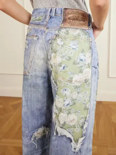 Acne Studios 1981 Denim Rose Printed Cotton Mid-rise Wide-leg Jeans | Thumbnail 4 Acne Studios 1981 Denim Rose Printed Cotton Mid-rise Wide-leg Jeans | Thumbnail 4