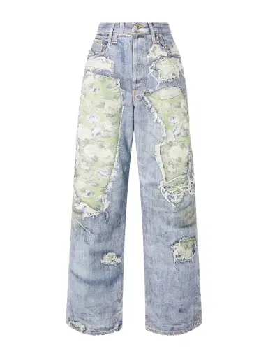 Acne Studios 1981 Denim Rose Printed Cotton Mid-rise Wide-leg Jeans | Thumbnail 1 Acne Studios 1981 Denim Rose Printed Cotton Mid-rise Wide-leg Jeans | Thumbnail 1