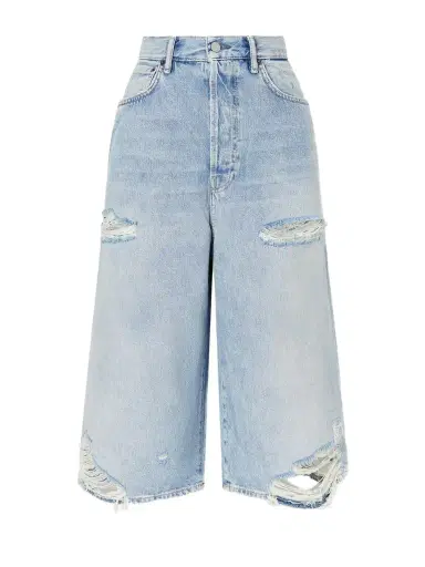 Acne Studios Judda U Light Crow Distressed Mid-rise Wide-leg Shorts | Thumbnail 1 Acne Studios Judda U Light Crow Distressed Mid-rise Wide-leg Shorts | Thumbnail 1