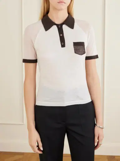 Acne Studios Color-block Lyocell And Wool-blend Jersey Polo Shirt | Thumbnail 3 Acne Studios Color-block Lyocell And Wool-blend Jersey Polo Shirt | Thumbnail 3