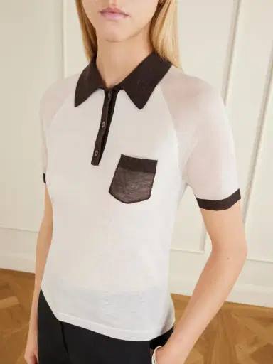 Acne Studios Color-block Lyocell And Wool-blend Jersey Polo Shirt | Thumbnail 5 Acne Studios Color-block Lyocell And Wool-blend Jersey Polo Shirt | Thumbnail 5