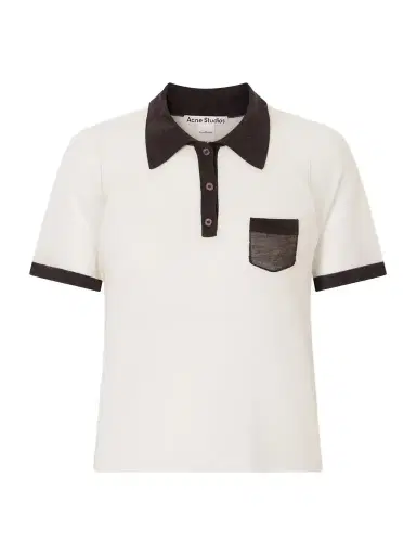 Acne Studios Color-block Lyocell And Wool-blend Jersey Polo Shirt | Thumbnail 1 Acne Studios Color-block Lyocell And Wool-blend Jersey Polo Shirt | Thumbnail 1