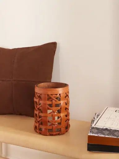 Ralph Lauren Home Preston Mini Woven Leather And Glass Hurricane Candle Holder | Thumbnail 2 Ralph Lauren Home Preston Mini Woven Leather And Glass Hurricane Candle Holder | Thumbnail 2