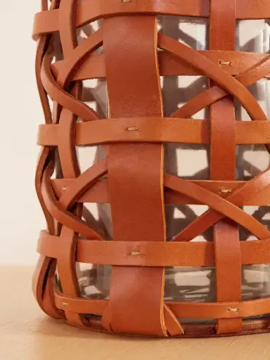 Ralph Lauren Home Preston Mini Woven Leather And Glass Hurricane Candle Holder | Thumbnail 3 Ralph Lauren Home Preston Mini Woven Leather And Glass Hurricane Candle Holder | Thumbnail 3