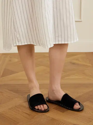TOTEME Studded Velvet Slides | Thumbnail 4 TOTEME Studded Velvet Slides | Thumbnail 4