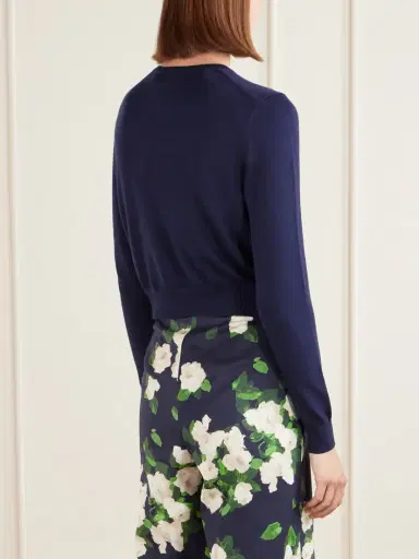 Carolina Herrera Floral-embellished Silk And Cotton-blend Cardigan | Thumbnail 4 Carolina Herrera Floral-embellished Silk And Cotton-blend Cardigan | Thumbnail 4