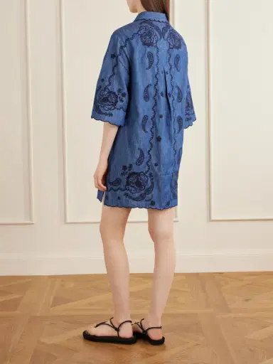 Zimmermann Aster Broderie Anglaise-trimmed Cotton-denim Mini Dress | Thumbnail 3 Zimmermann Aster Broderie Anglaise-trimmed Cotton-denim Mini Dress | Thumbnail 3
