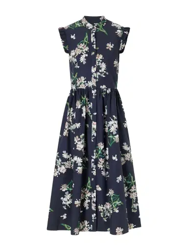 Erdem Pleated Ruffled Floral-print Cotton-poplin Midi Dress | Thumbnail 1 Erdem Pleated Ruffled Floral-print Cotton-poplin Midi Dress | Thumbnail 1