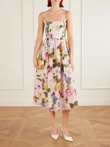 Carolina Herrera Floral-print Linen And Silk-blend Midi Dress | Thumbnail 2 Carolina Herrera Floral-print Linen And Silk-blend Midi Dress | Thumbnail 2