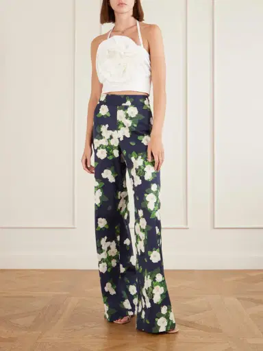 Carolina Herrera Floral-appliquéd Cotton-blend Halterneck Top | Thumbnail 2 Carolina Herrera Floral-appliquéd Cotton-blend Halterneck Top | Thumbnail 2