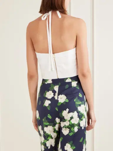 Carolina Herrera Floral-appliquéd Cotton-blend Halterneck Top | Thumbnail 3 Carolina Herrera Floral-appliquéd Cotton-blend Halterneck Top | Thumbnail 3