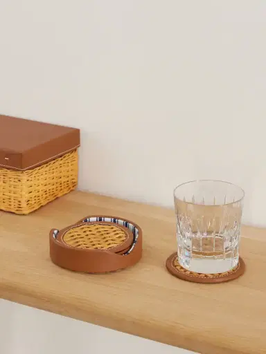 Ralph Lauren Home Bailey Set Of Four Leather-trimmed Rattan-woven Coasters | Thumbnail 2 Ralph Lauren Home Bailey Set Of Four Leather-trimmed Rattan-woven Coasters | Thumbnail 2